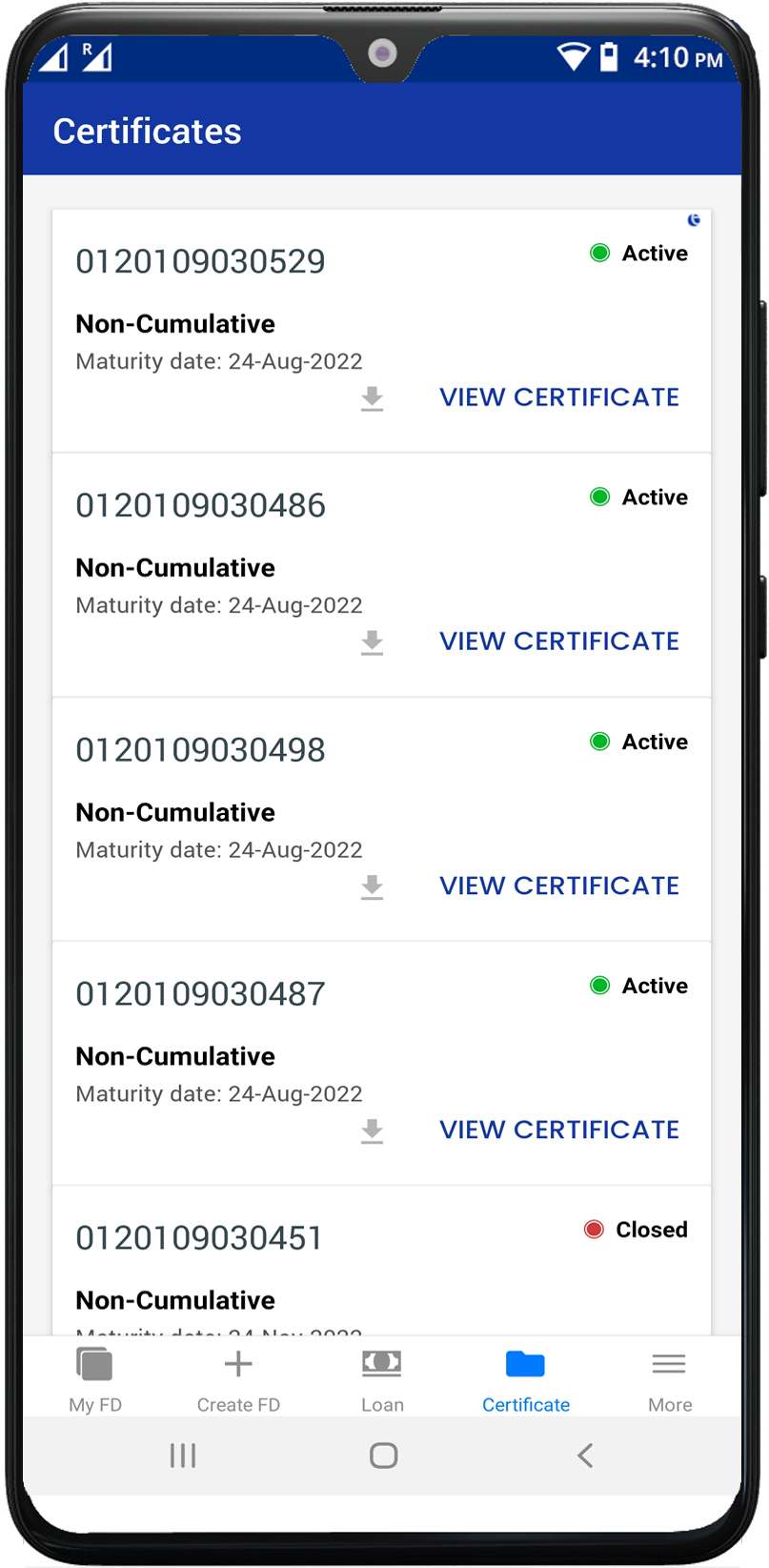 View Certificates